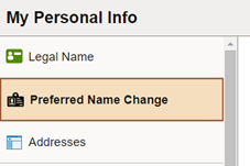 Preferred Name Change button