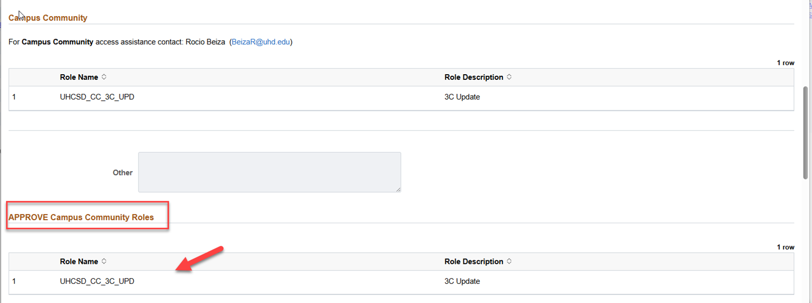 Review the roles - screen capture