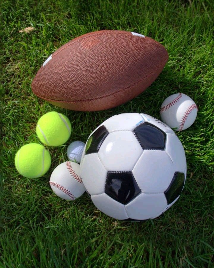 Football, soccer ball, tennis ball, and baseball